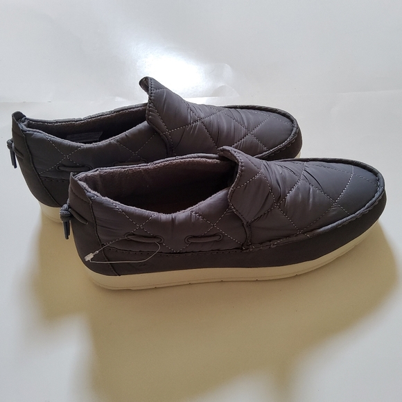 Sperry Moc Sider Quilt Nylon Slip On Shoe Grey Microfleece Cozy